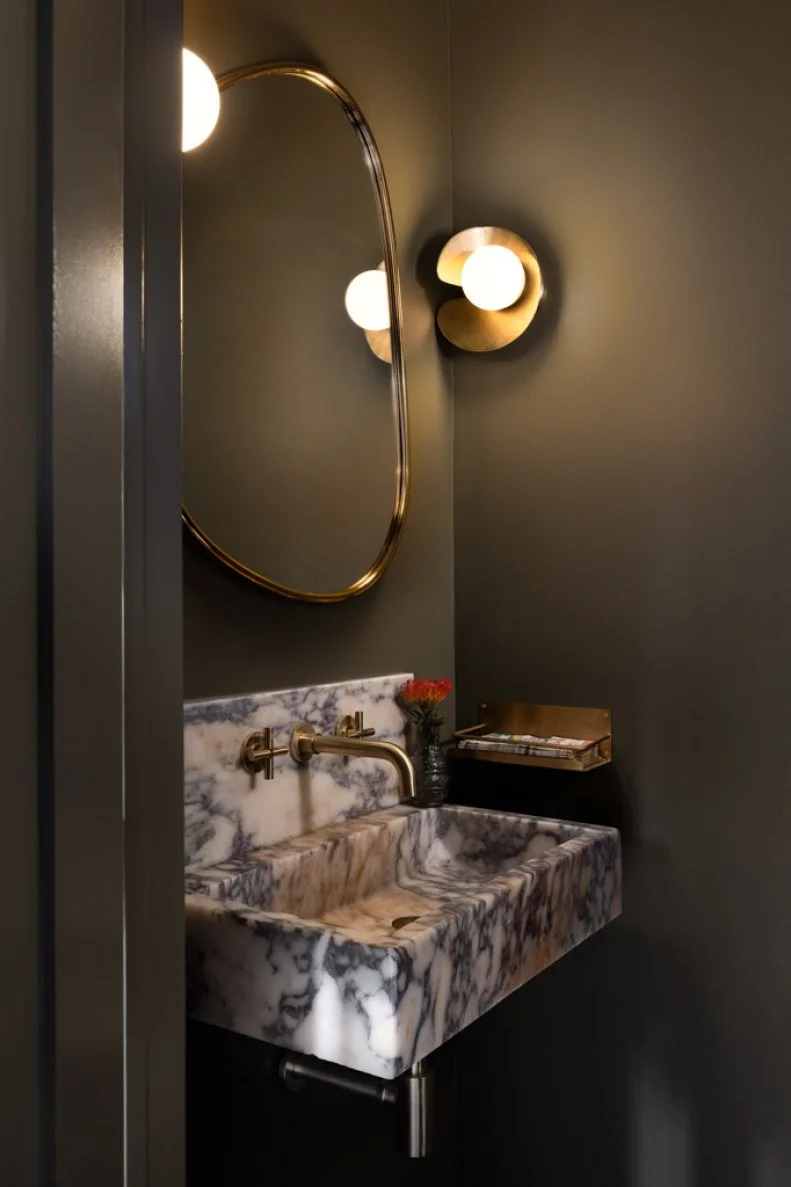 Gray Green Powder Room 