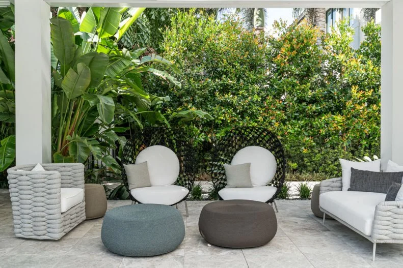Patio With Black and White Chairs