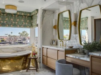 Contemporary Bathroom With Brass Tub