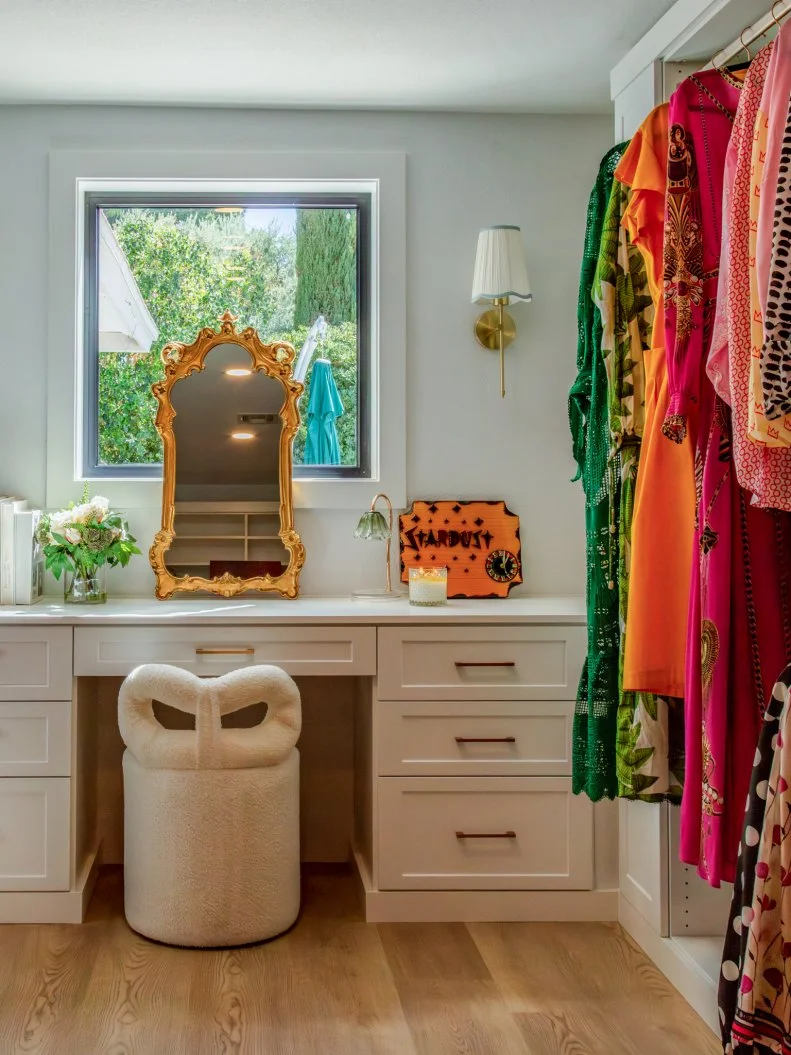 Here is the renovated vanity desk in the walk-in closet of the Palomino home, as seen on Sin City Rehab, Season 1.