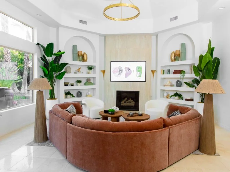 The living room in a wide shot at the reveal of Captain's Harbor home, as seen on EP106 of Sin City Rehab, Season 1
