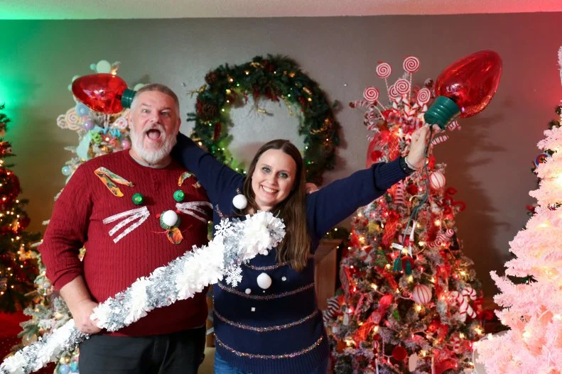 Christa and her fiancé posing for a picture, as seen on Hoarding for the Holidays, Season 1.