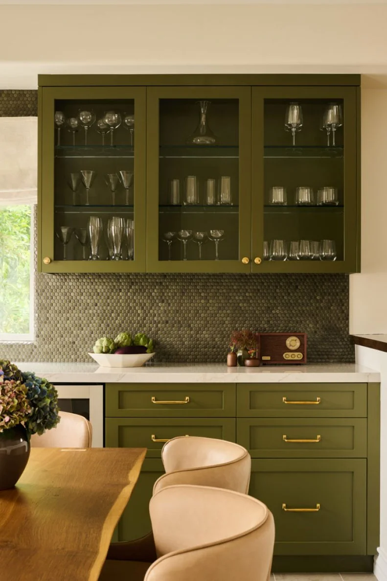 Green Kitchen With Red Radio