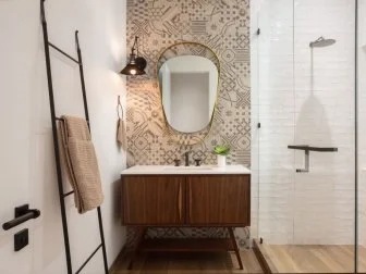 Small Bathroom With Ladder Shelf