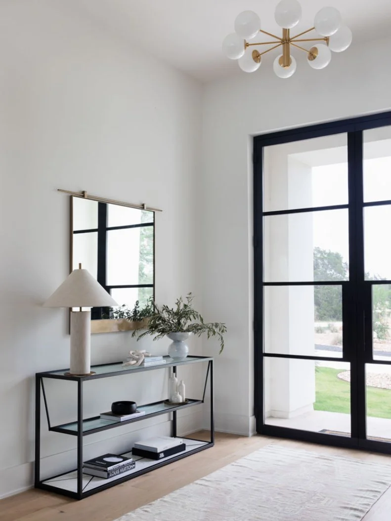 Neutral Foyer With Bubble Chandelier