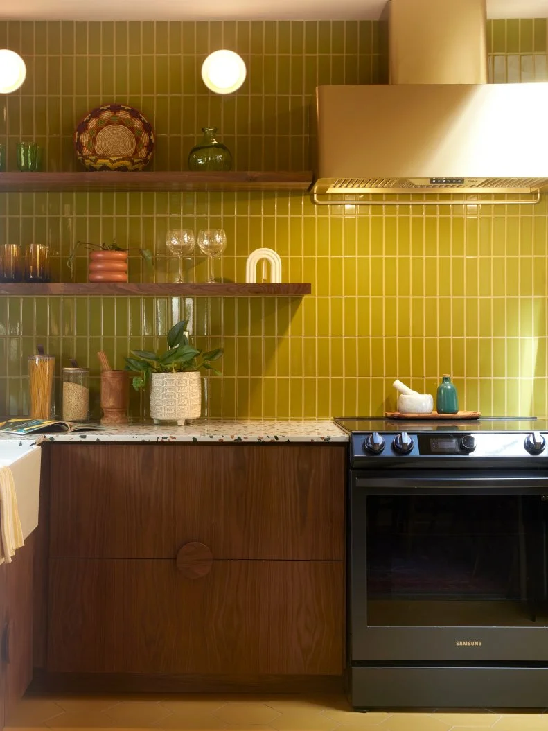 Retro Green Kitchen With Midcentury Modern Decor