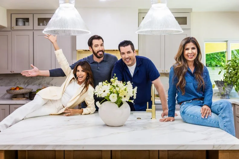 Eva Longoria, alongside Drew & Jonathan Scott, renovate the kitchen and living room for Eva's best friend, Bonnie, as seen on Celebrity IOU.