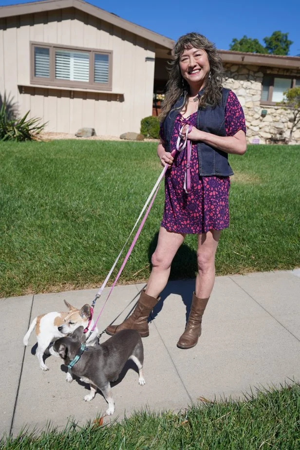 Andromeda walks the dogs around the neighborhood, Agoura Hills, CA, as seen on House Hunters, Season 273.