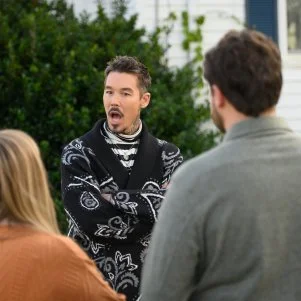 David Bromstad, host of My Lottery Dream Home, shows home buyers Danielle Moore and John Field the backyard of a Beverly, MA, home as they search for a home in the Salem, MA area, as seen on My Lottery Dream Home. (action) (exterior)
