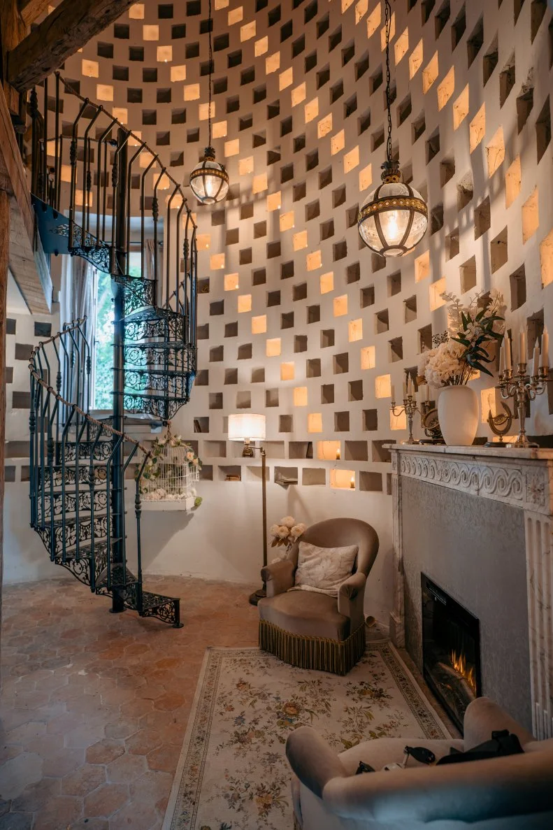 As seen on Season 2 of Castle Impossible, pictured is the final reveal of the renovated Dove Tower (or Dove Cote) at Ian and Daphne's Chateau de Lesigny in Lesigny, France.