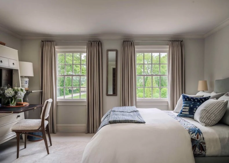 Bedroom With Indigo Accent Pillow