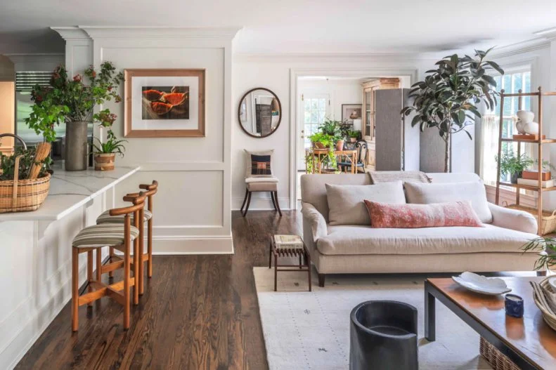 Neutral Living Room With Red Pillow