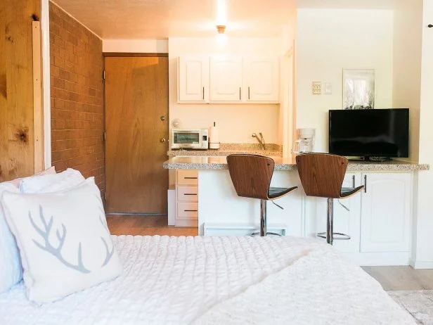 HGTV designer Jasmine Roth recommends this light and bright studio, found via Airbnb, for its cozy vibes, picturesque nature views, and proximity to Park City shops. "It's perfect for a couple's getaway," she tells HGTV Magazine.