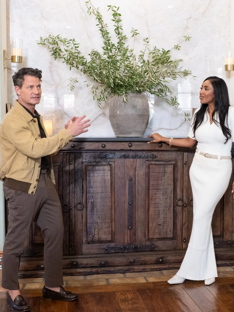 Nate Berkus, Tayshia Adams and Tyler Cameron walk through the Mixer Room, as seen on Bachelor Mansion Takeover, Season 1.