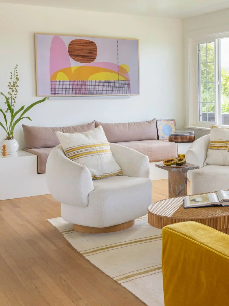 Modern White Living Room With Boho Accents