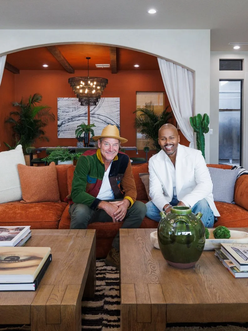 Host Ty Pennington and Guest Judge Michel Smith Boyd review Team Scott McGillivray and Brooke Hogan's Great Room - living room, portrait, as seen on Rock the Block, Season 7.