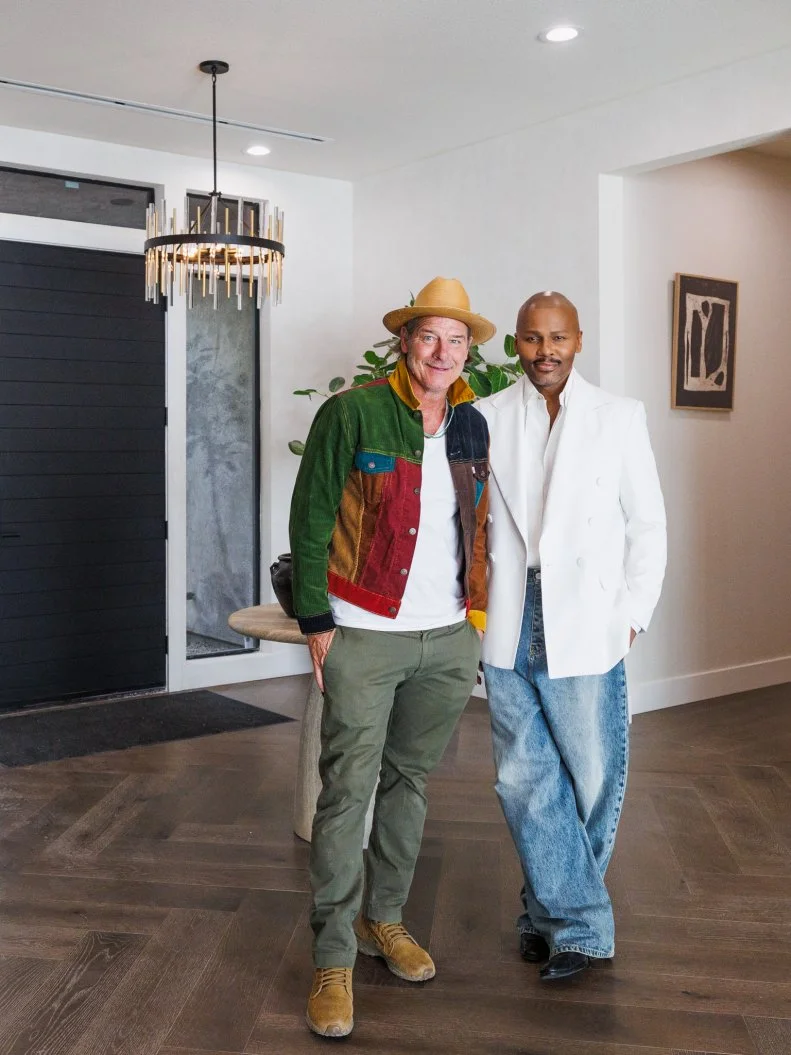 Host Ty Pennington and Guest Judge Michel Smith Boyd review Team Taniya Nayak and Drew Lachey's Great Room - Foyer, portrait, as seen on Rock the Block, Season 7.