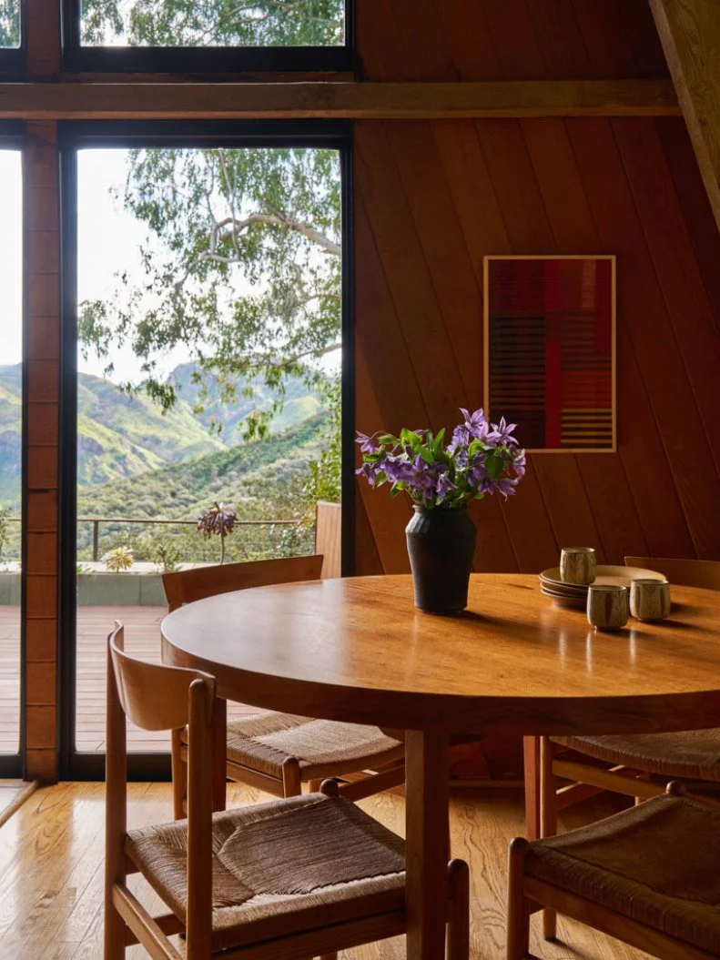 Dining Area With Purple Flowers