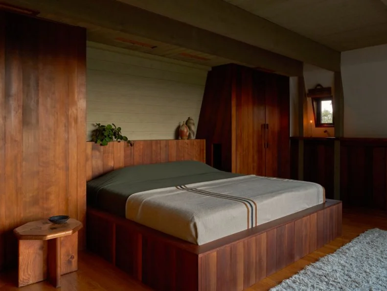 Contemporary Bedroom With Green Linens