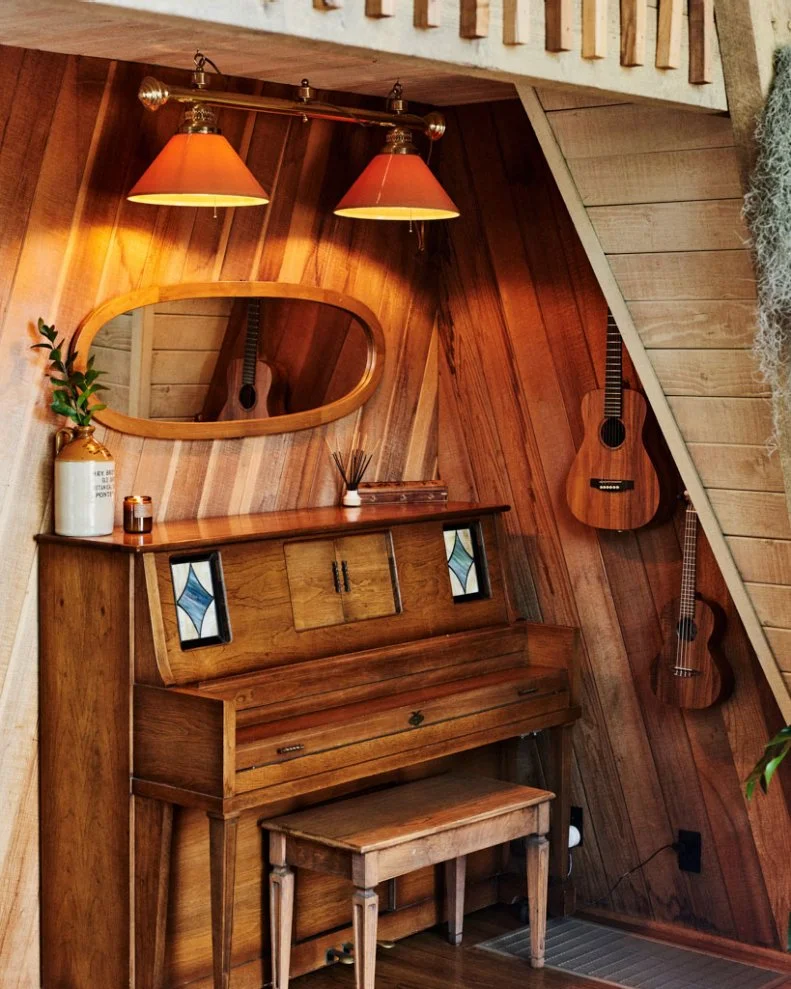 Rustic Paneled Music Area 