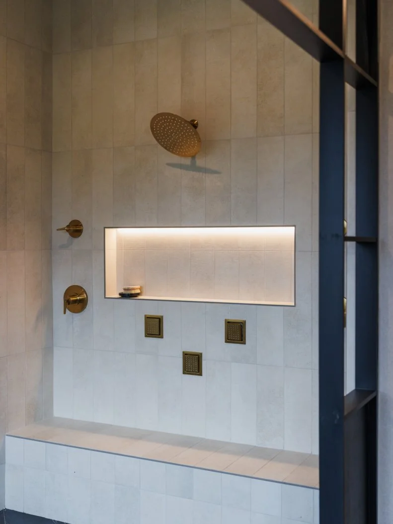 After of Team Taniya Nayak and Drew Lachey's Primary Suite - Bathroom, as seen on Rock the Block, Season 7.