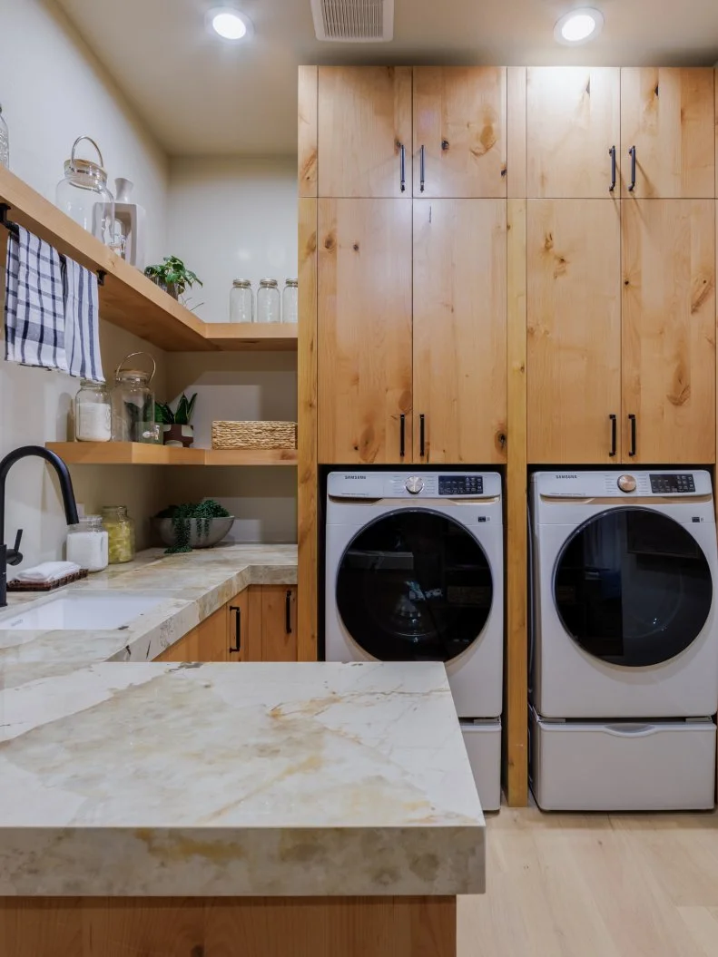 After of Team Scott McGillivray and Brooke Hogan's Laundry Room, as seen on Rock the Block, Season 7.