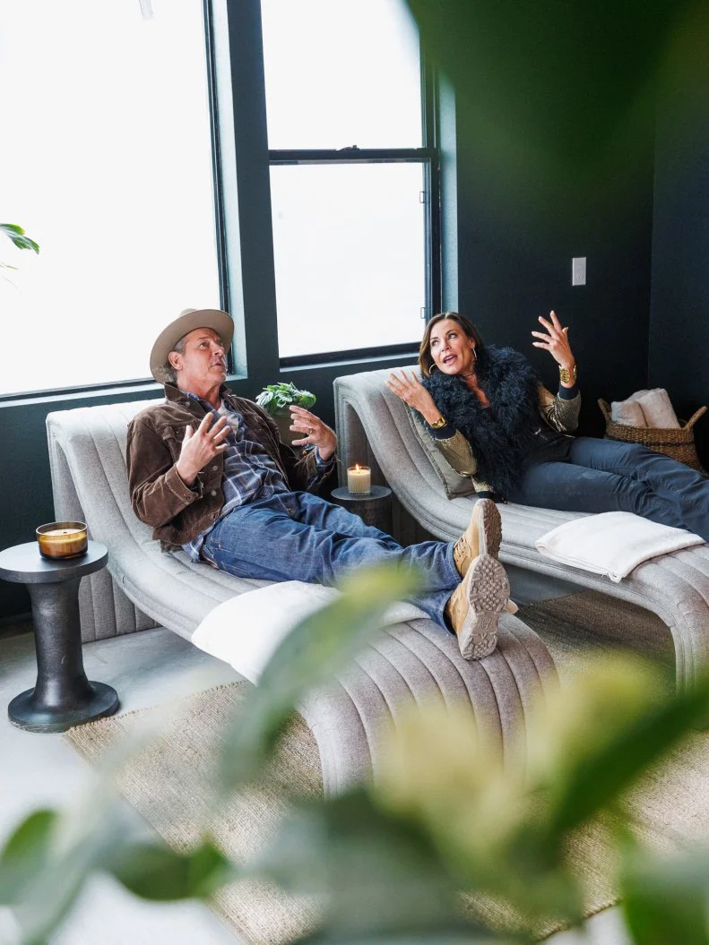 Host Ty Pennington and Guest Judge Luann de Lesseps review Team Kim Wolfe and Chelsea Meissner's RV Garage, as seen on Rock the Block, Season 7.