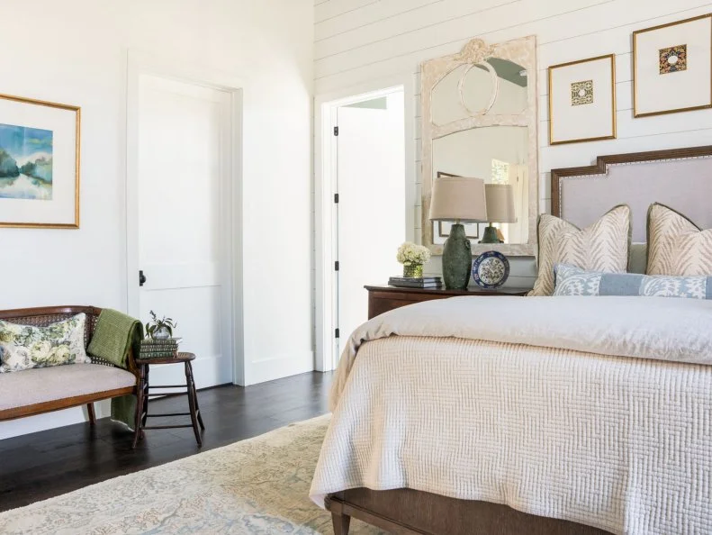 White Bedroom With Cane Bench