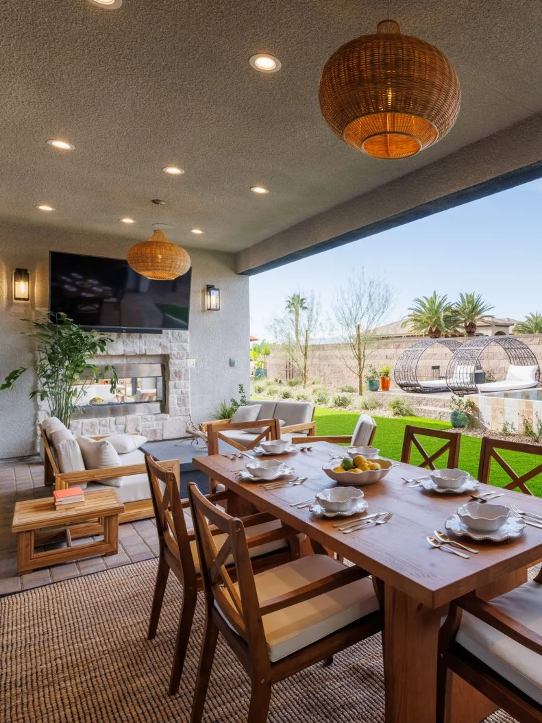 After of Team Scott McGillivray and Brooke Hogan's Backyard - loggia, as seen on Rock the Block, Season 7.