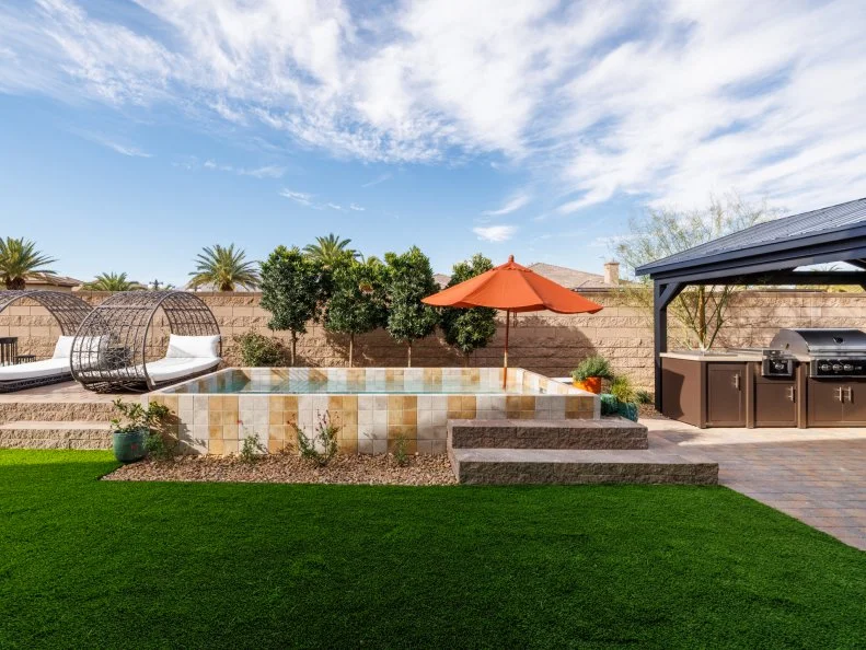 After of Team Scott McGillivray and Brooke Hogan's Backyard, as seen on Rock the Block, Season 7.