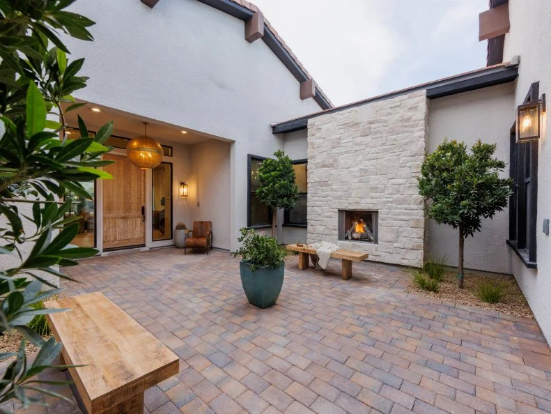 After of Team Scott McGillivray and Brooke Hogan's Courtyard, as seen on Rock the Block, Season 7.