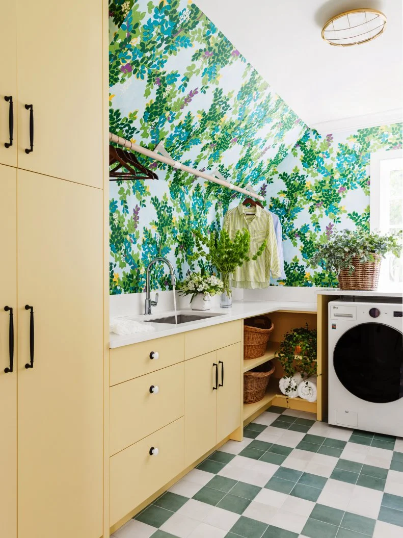 Green and Yellow Cottage Laundry Room 