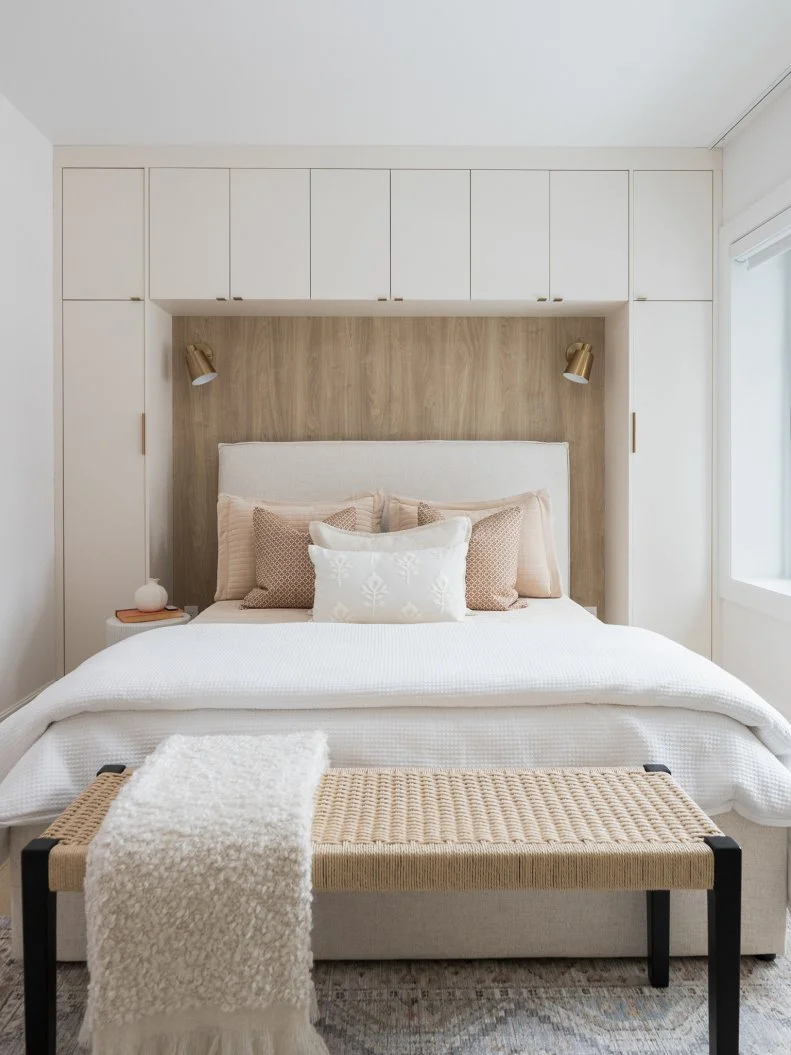 Room 3, primary bedroom, after, transformed into primary bedroom with ensuite, matches RM3 B01, as seen on Love It or List It, Season 18