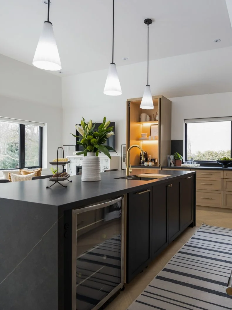 Room 7, kitchen, after, open concept, large kitchen island, new lighting, as seen on Love It or List It, Season 18