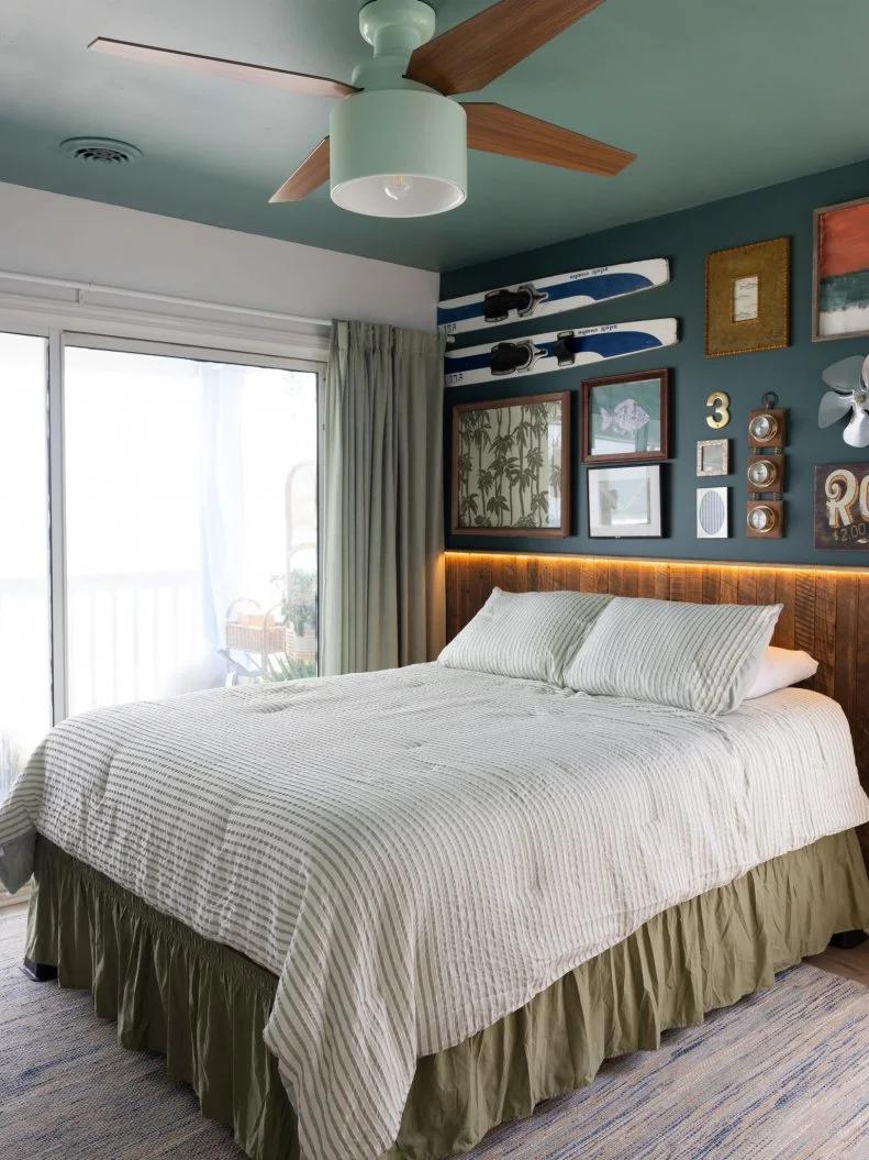 After of Team Mika Kleinschmidt’s guest bedroom renovation, as seen on Battle on the Beach, Season 5.