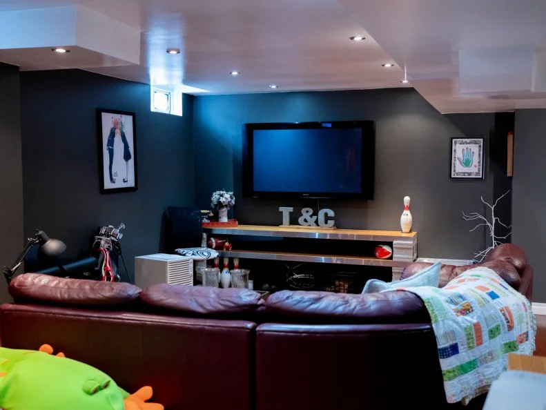 Interior, Basement, of the Smalls house, as seen on Love it Or List It, Season 18.