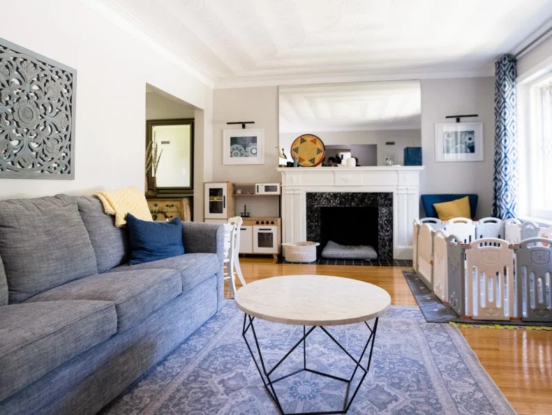 Room 3, family room, before, matches RM3 A01, as seen on Love It or List It, Season 18