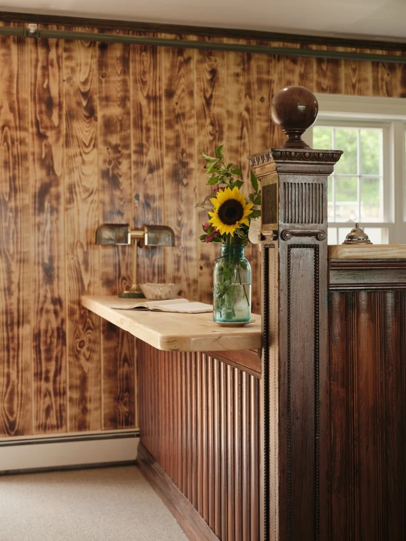 Check in desk, as seen on Maine Cabin Masters: All Inn.
