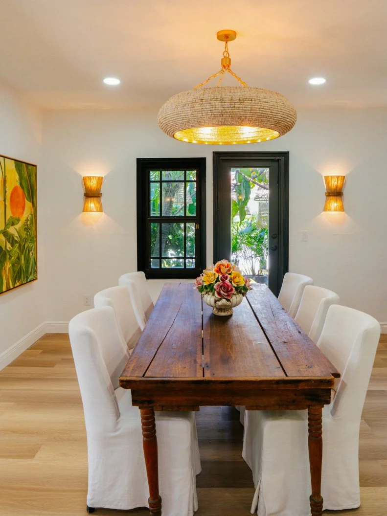 The dining room of the Gaudy Greek Goddess home, as seen on Ugliest House in America, Season 8.