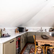 Traditional Neutral Kitchen With Sloped Ceiling