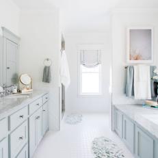 White Transitional Bathroom With Makeup Mirror