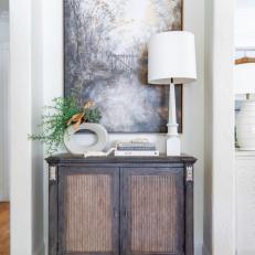 Hallway Cabinet With White Lamp