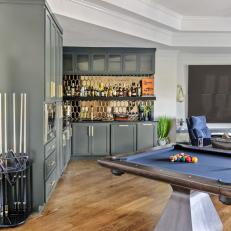 Gray Bar With Blue Pool Table