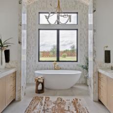Gray Contemporary Spa Bathroom With Brown Rug