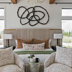 Neutral Contemporary Bedroom With Ribbed Headboard