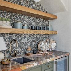 Contemporary Wet Bar With Colorful Countertop