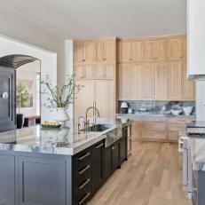Modern Chef Kitchen With Gray Island