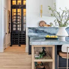 Pantry and Kitchen Island With Shelving