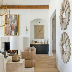 Neutral Modern Living Room With Gold Lamp