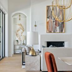 Neutral Contemporary Living Room With Gold Lamp